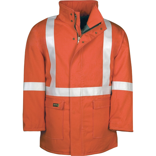 Parka dhiver &agrave; doublure matelass&eacute;e AllOut Westex UltraSoft avec bandes r&eacute;fl&eacute;chissantes, Moyen (grande taille), Orange haute visibilit&eacute;, 46 cal/cm² Nassau Supply