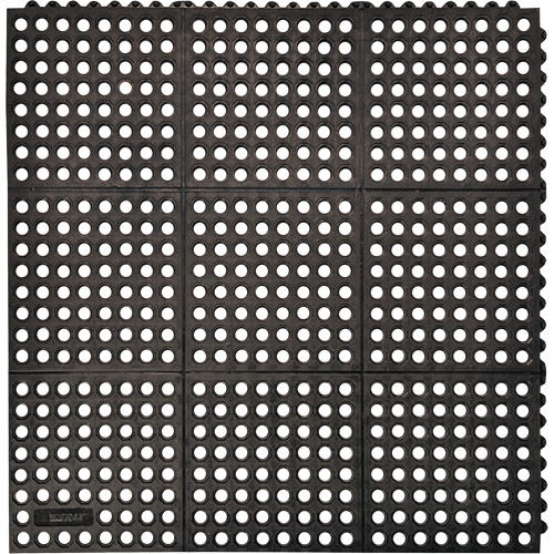 Tapis antifatigue &agrave; imbrication Cushion-Ease 550, &agrave; fentes, 3' x 3' x 3/4", Noir, Caoutchouc Nassau Supply