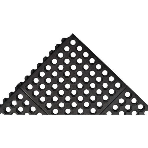 Tapis antifatigue &agrave; imbrication Cushion-Ease 550, &agrave; fentes, 3' x 3' x 3/4", Noir, Caoutchouc Nassau Supply