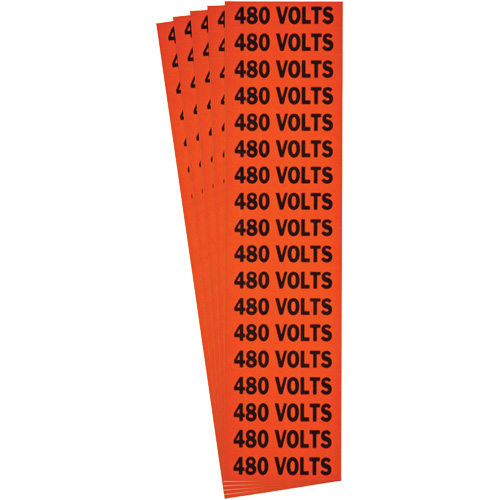 "480 Volts" Conduit & Voltage Labels, 1/2" x 2-1/4", Cloth/Vinyl, English Nassau Supply