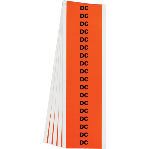 "DC" Conduit & Voltage Labels, 1/2" x 2-1/4", Cloth/Vinyl, English Nassau Supply