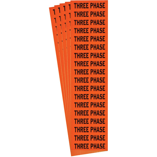 "Three Phase" Conduit & Voltage Labels, 1/2" x 2-1/4", Cloth/Vinyl, English Nassau Supply