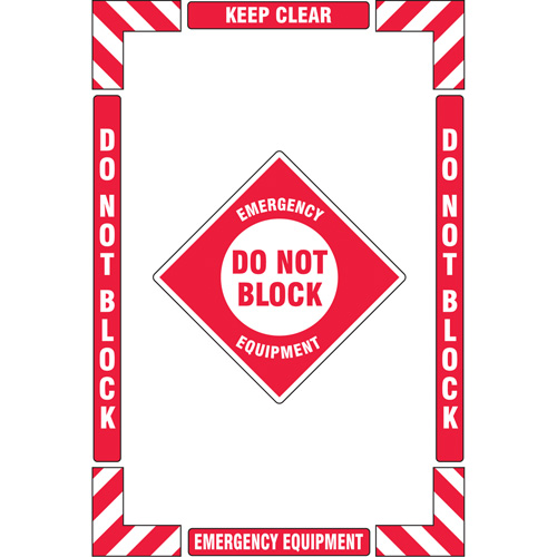 Trousse de marquage du sol ?Emergency Equipment? (&eacute;quipement durgence), Adh&eacute;sif, Anglais avec pictogramme Nassau Supply