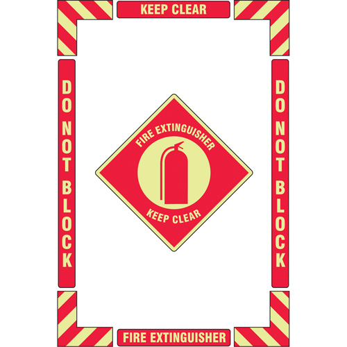 "Fire Extinguisher" Floor Marking Kit, Adhesive, English with Pictogram Nassau Supply