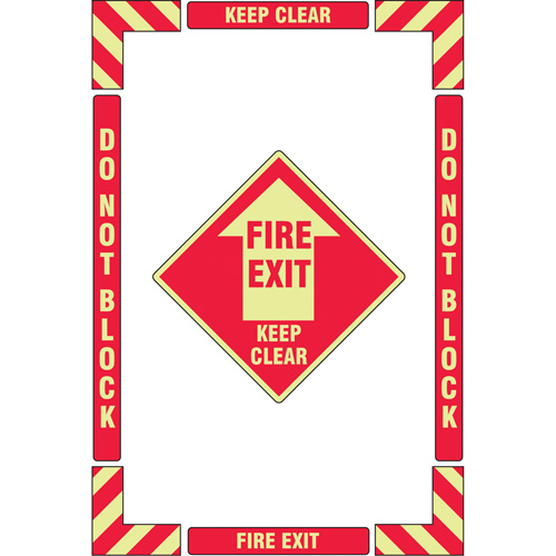 "Fire Exit" Floor Marking Kit, Adhesive, English with Pictogram Nassau Supply