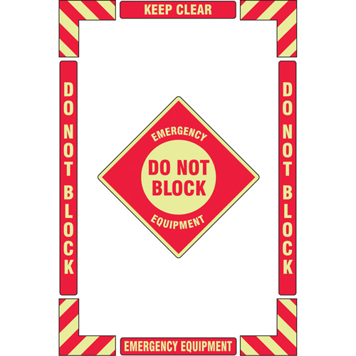 "Emergency Equipment" Floor Marking Kit, Adhesive, English with Pictogram Nassau Supply
