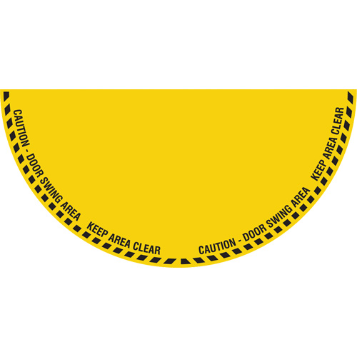 Signalisation au sol ?Caution? (attention) pour porte battante en demi-cercle, Adh&eacute;sif, Anglais avec pictogramme Nassau Supply