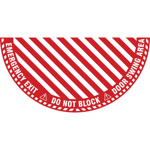 "Emergency Exit" Half Circle Swing Door Floor Sign, Adhesive, English with Pictogram Nassau Supply
