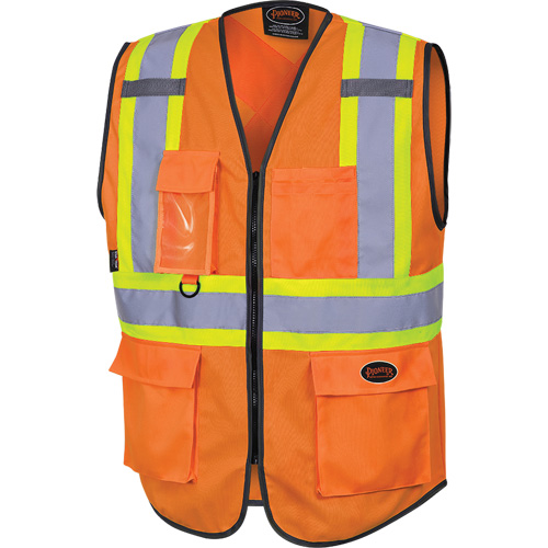 6958 Gilet de s&eacute;curit&eacute; &agrave; fermeture &eacute;clair avant, Orange haute visibilit&eacute;, Petit, Polyester Nassau Supply