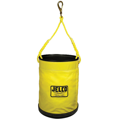Seau escamotable avec rev&ecirc;tement en vinyle, 11" lo x 11" la x 16" h, Nylon, Noir/Jaune Nassau Supply