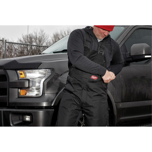 GridIron Regular Length Zip-To-Thigh Bib Overall, Men's, Large, Black Nassau Supply