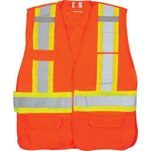 CSA-Compliant High-Visibility Surveyor Vest, High Visibility Orange, Medium, Polyester Nassau Supply