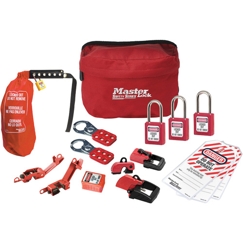 Trousse de cadenassage avec cadenas en thermoplastique de qualit&eacute; sup&eacute;rieure Zenex, Ensemble &eacute;lectrique, 16 composants compris Nassau Supply