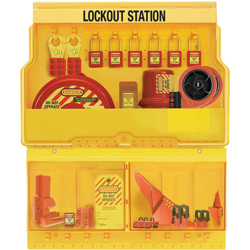Station de cadenassage pour vannes et appareils &eacute;lectriques de luxe et de qualit&eacute; sup&eacute;rieure, Cadenas Thermoplastique, Capacit&eacute; de 32, Cadenas Compris Nassau Supply