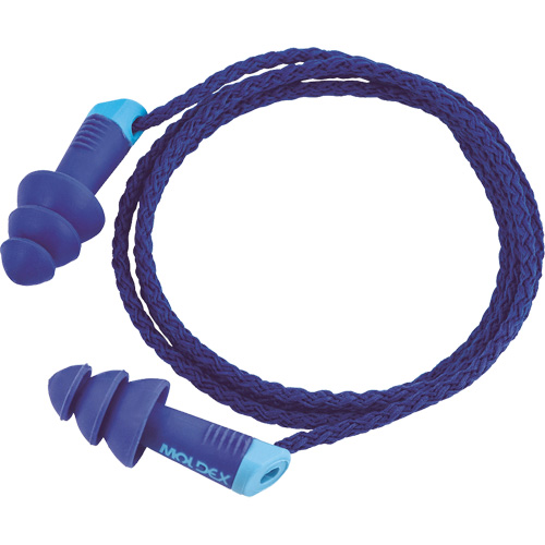 Bouchons d'oreilles r&eacute;utilisables et d&eacute;tectables Alphas, Avec cordon, Taille unique, Vrac - Sac en poly, NRR dB 27 Nassau Supply