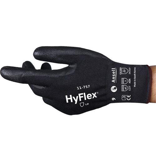 Gants r&eacute;sistant aux coupures Hyflex 11-757, Taille 8, Calibre 18, Rev&ecirc;tement Polyur&eacute;thane, Enveloppe en Intercept, ASTM ANSI niveau A7/EN 388 niveau F Nassau Supply