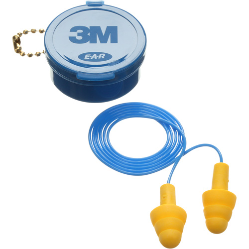 Bouchons d'oreilles pr&eacute;moul&eacute;s E-A-R Ultrafit, Avec cordon, Paire - Boîtier en plastique, 25 dB NRR, Taille unique Nassau Supply