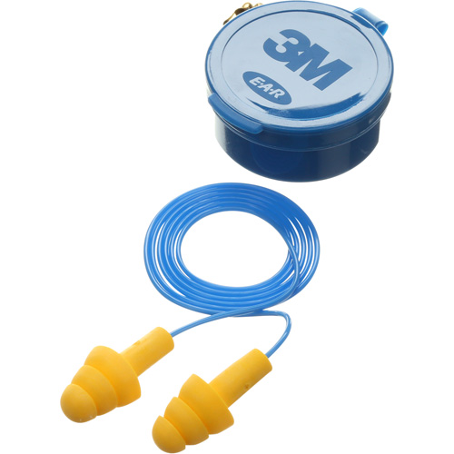 Bouchons d'oreilles pr&eacute;moul&eacute;s E-A-R Ultrafit, Avec cordon, Paire - Boîtier en plastique, 25 dB NRR, Taille unique Nassau Supply