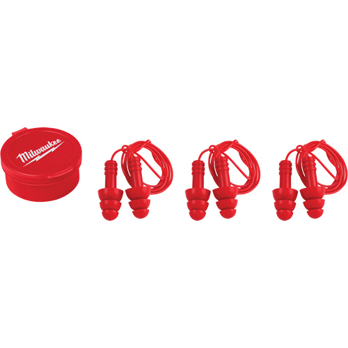 Bouchons doreilles r&eacute;utilisables, Avec cordon, Paire - Boîtier en plastique, 26 dB NRR, Taille unique Nassau Supply