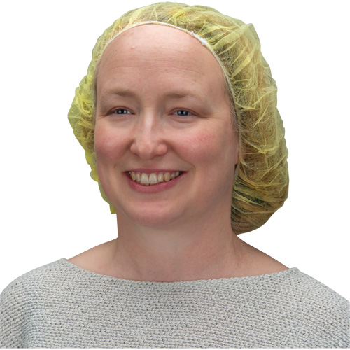 Bouffant Caps, Polypropylene, 21", Yellow Nassau Supply