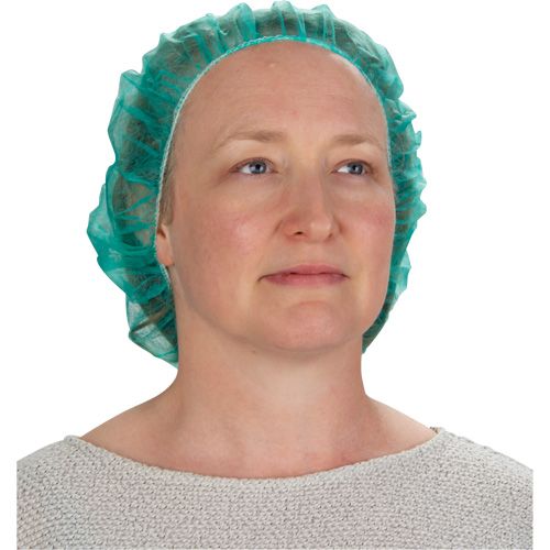 Bouffant Caps, Polypropylene, 24", Green Nassau Supply