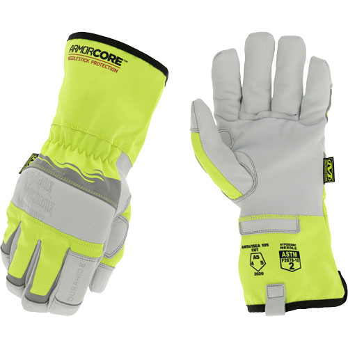Gants de protection haute visibilit&eacute; contre les &eacute;pingles, Taille Petit, Rev&ecirc;tement Polyur&eacute;thane, Enveloppe en DuraHide, ASTM ANSI niveau A5 Nassau Supply