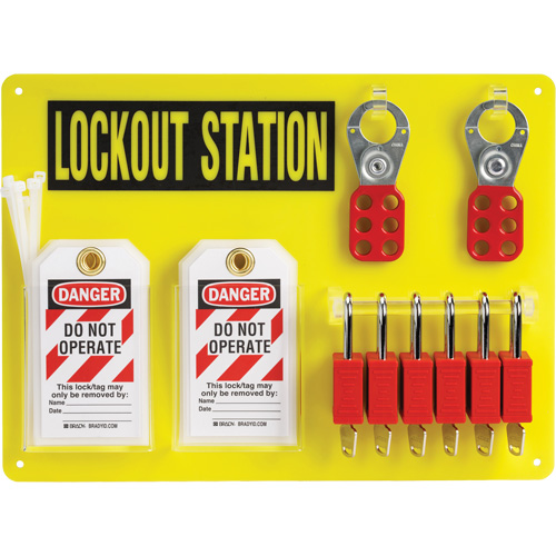 Lockout Board with Keyed Different Nylon Safety Lockout Padlocks, Plastic Padlocks, 6 Padlock Capacity, Padlocks Included Nassau Supply