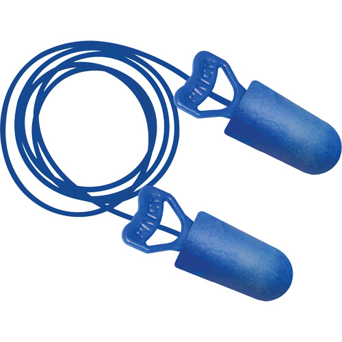 Bouchons d'oreilles biosourc&eacute;s d&eacute;tectables par le m&eacute;tal Food Pro PinchFit BioSoft, Avec cordon, Taille unique, Vrac - Boîte, NRR dB 32 Nassau Supply