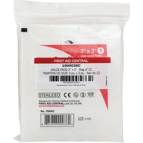 SmartCompliance&reg; Refill Gauze, Pad, 3" L x 3" W, Sterile, Medical Device Class 1 Nassau Supply