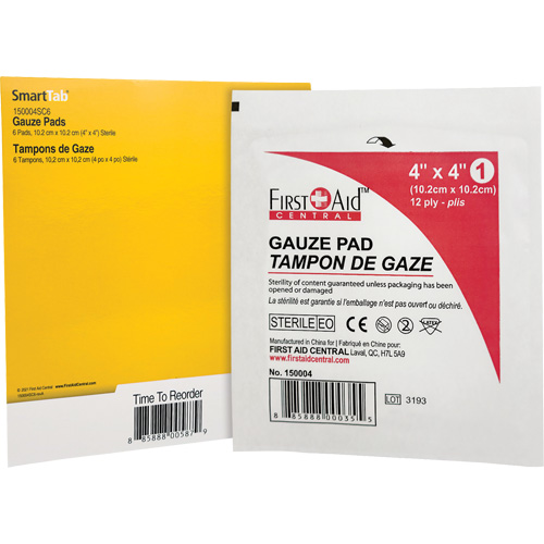 Recharge de gaze SmartCompliance, Tampon, 4" lo x 4" la, St&eacute;rile, Dispositif m&eacute;dical Classe 1 Nassau Supply