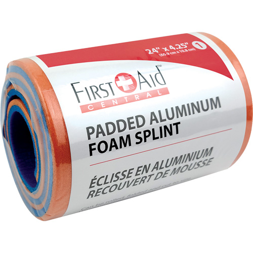 Attelle, Polyvalent, Aluminium rembourr&eacute; au caoutchouc-mousse, 24", Non m&eacute;dical Nassau Supply