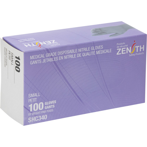 Medical Grade Disposable Gloves, Small, Nitrile, 6-mil, Powder-Free, Black, Class 2 Nassau Supply