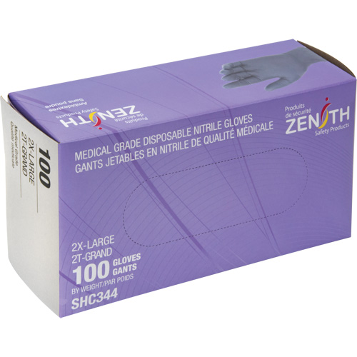 Gants jetables de calibre m&eacute;dical, 2T-Grand, Nitrile, 6 mils, Sans poudre, Noir, Classe 2 Nassau Supply