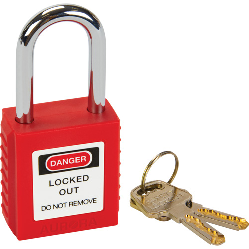 Verrouillage pour les consignations, Cadenas de s&eacute;curit&eacute;, Cl&eacute;s diff&eacute;rentes, Thermoplastique, Largeur de 1-1/2" Nassau Supply
