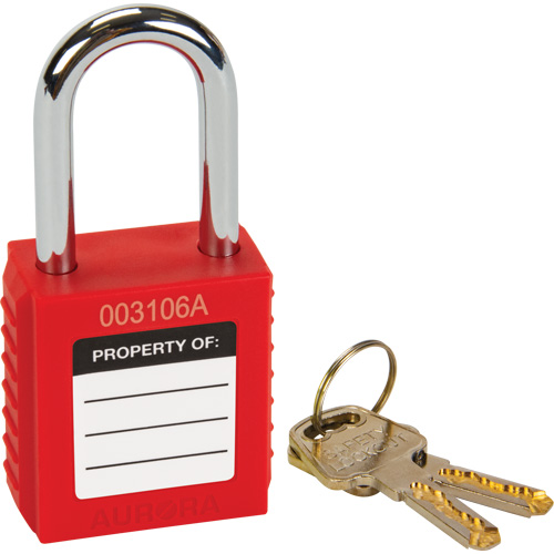 Verrouillage pour les consignations, Cadenas de s&eacute;curit&eacute;, Cl&eacute;s diff&eacute;rentes, Thermoplastique, Largeur de 1-1/2" Nassau Supply