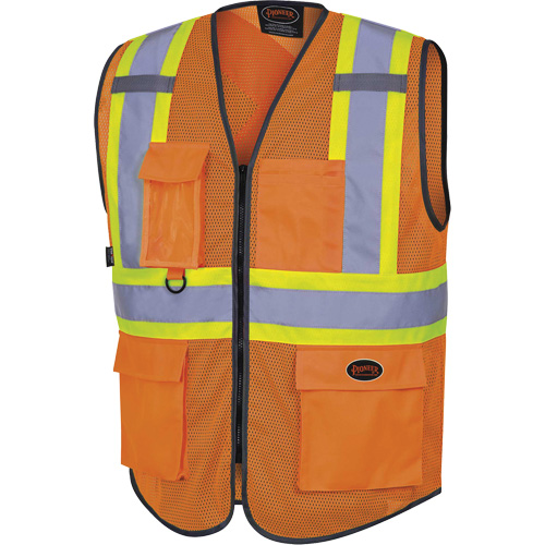 6960 Front Mesh Safety Vest, High Visibility Orange, Medium, Polyester Nassau Supply