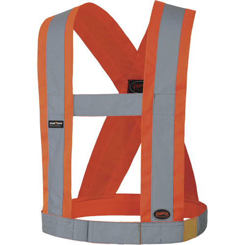 5490 Bretelles de s&eacute;curit&eacute; r&eacute;glable de 4" de large, R&eacute;pond ou surpasse la norme CSA Z96 classe 2 - niveau 2, Orange haute visibilit&eacute;, Couleur r&eacute;fl&eacute;chissante Argent, Taille unique Nassau Supply