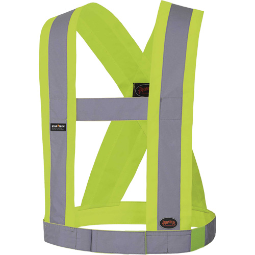 5492 Bretelles de s&eacute;curit&eacute; r&eacute;glable de 4" de large, R&eacute;pond ou surpasse la norme CSA Z96 classe 2 - niveau 2, Jaune lime haute visibilit&eacute;, Couleur r&eacute;fl&eacute;chissante Argent, Taille unique Nassau Supply