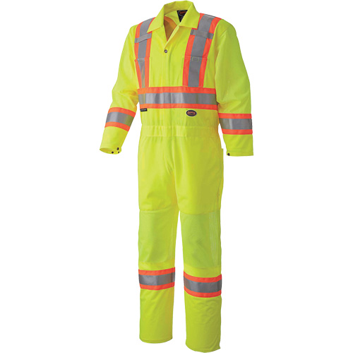 5999A Traffic Safety Coveralls, X-Small, High Visibility Lime-Yellow Nassau Supply