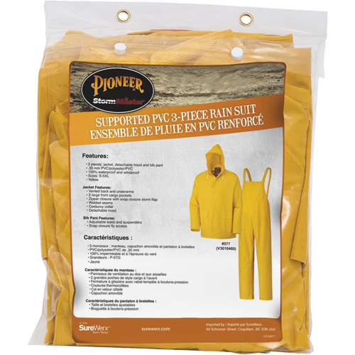 577 3-Piece Rain Suit, Polyester/PVC, 6X-Large, Yellow Nassau Supply