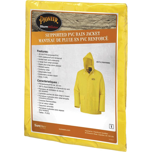 577J Rain Jacket, Polyester/PVC, Small, Yellow Nassau Supply