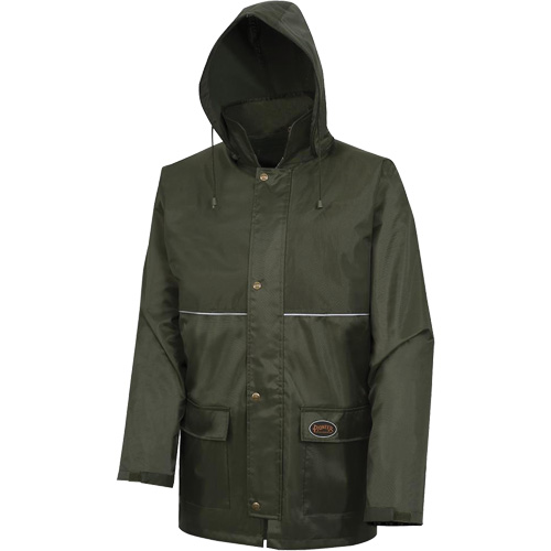 D8120J Nailhead Ripstop Tree Planter Hooded Jacket, Polyester/PVC, X-Small, Green Nassau Supply