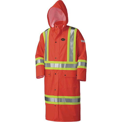 5896 Flame Resistant Waterproof Long Coat, Small, High Visibility Orange Nassau Supply