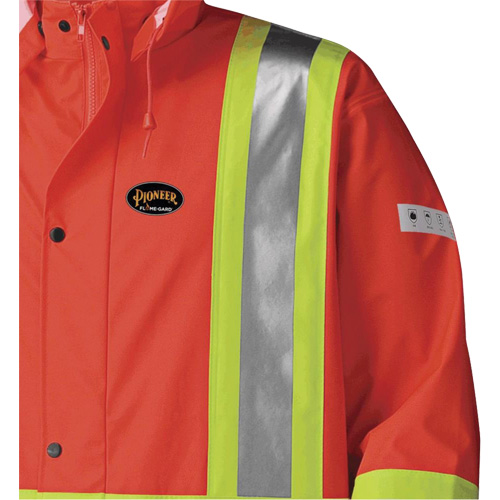 5896 Flame Resistant Waterproof Long Coat, Small, High Visibility Orange Nassau Supply