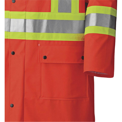 5896 Flame Resistant Waterproof Long Coat, Small, High Visibility Orange Nassau Supply