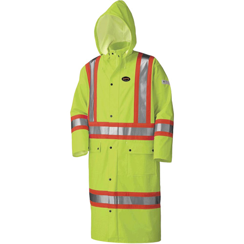 5897 Flame Resistant Waterproof Long Coat, Large, High Visibility Lime-Yellow Nassau Supply