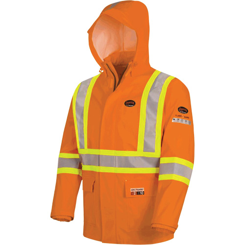 5880 FR/Arc-Rated Waterproof Rain Jacket, X-Small, High Visibility Orange, 10 cal/cm² Nassau Supply