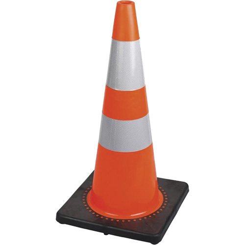 183 C&ocirc;ne de s&eacute;curit&eacute; flexible de premi&egrave;re qualit&eacute;, 28", Orange, Bande(s) r&eacute;fl&eacute;chissante(s) 4" & 6" Nassau Supply