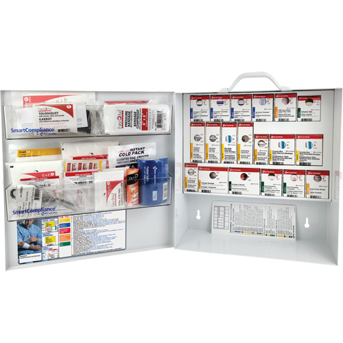Armoire pour premiers soins SmartCompliance, R&eacute;pond &agrave; la norme CSA Z1220-17 type 3 environnements &agrave; haut risque, Petit (2-25 travailleurs) Nassau Supply