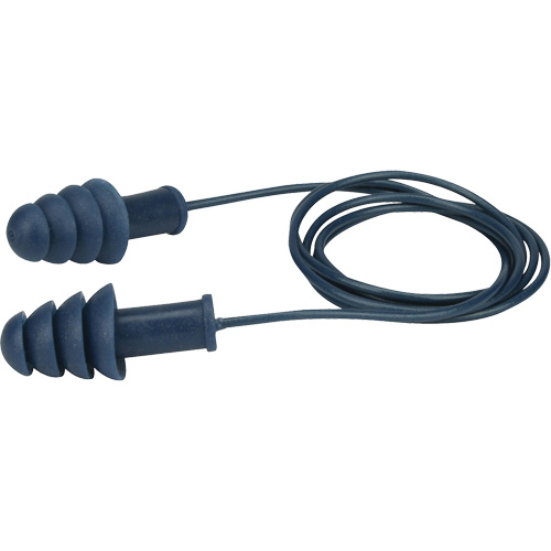 Bouchons doreilles en TPR d&eacute;tectables et r&eacute;utilisables, Avec cordon, Vrac - Boîte, 27 dB NRR, Taille unique Nassau Supply